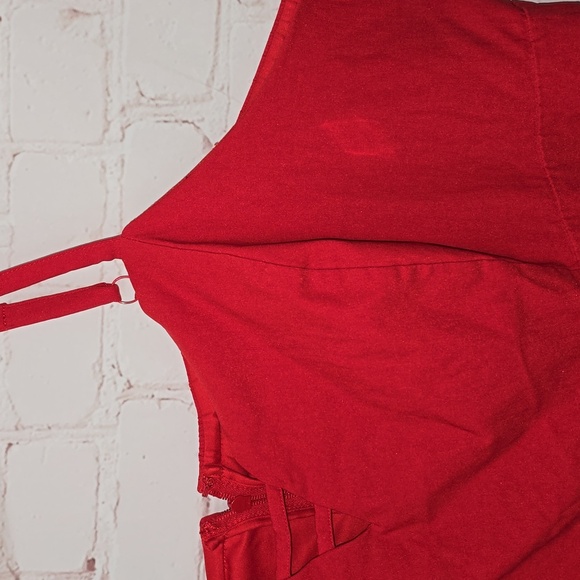 TORRID Tank Top Zipper Back Rayon Cotton Spandex Red Adjustable Straps Size 6 - Picture 3 of 15